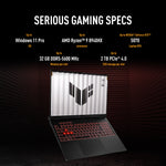 ASUS TUF Gaming A16 FA608PM-RV009W AMD Ryzen™ 9 8940HX Laptop 40,6 cm (16") WUXGA 16 GB DDR5-SDRAM 1 TB SSD NVIDIA GeForce RTX 5060 Wi-Fi 6E (802.11ax) Windows 11 Home Nederlands Zwart, Grijs