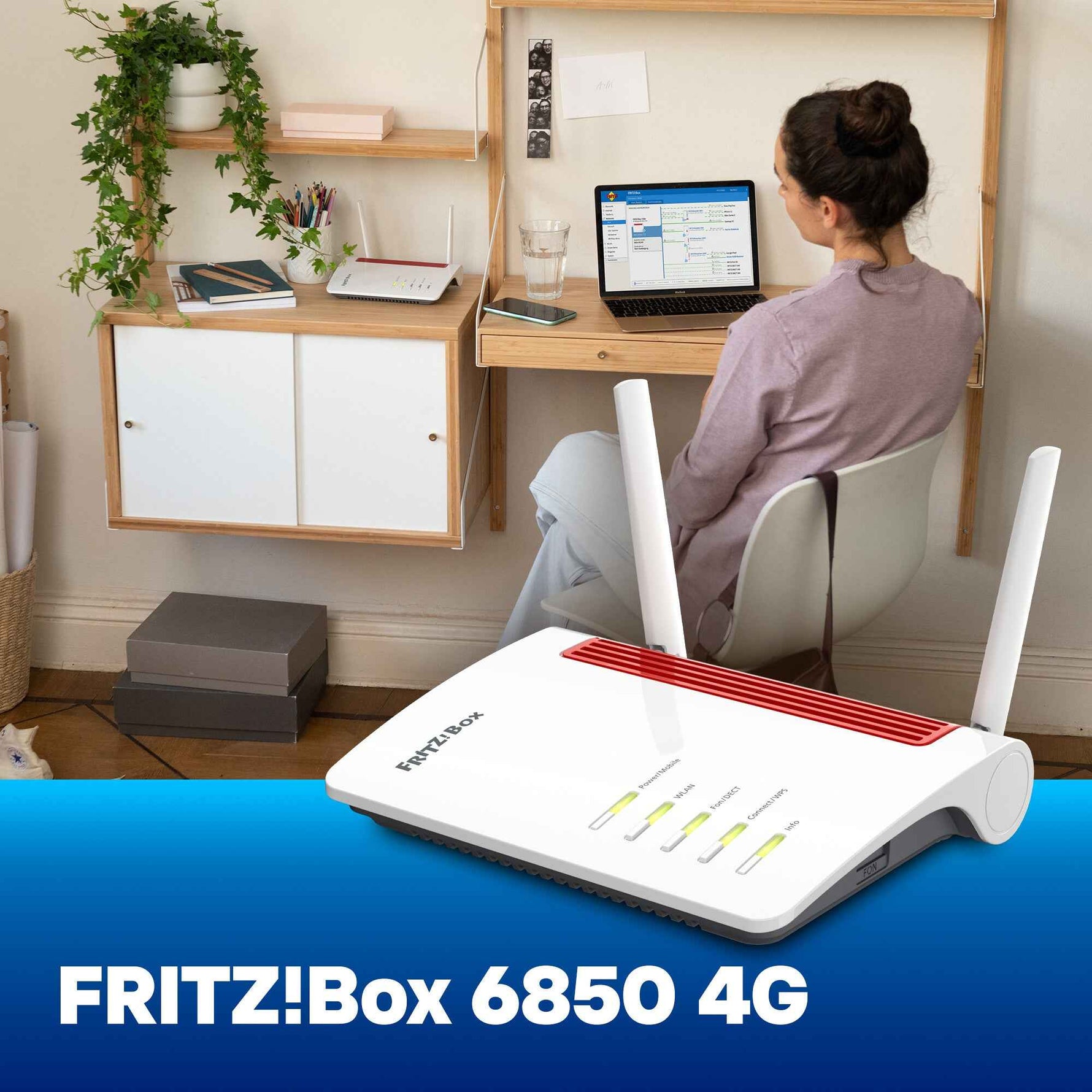 Box FRITZ! 6850 4G International draadloze router Gigabit Ethernet Dual-band (2.4 GHz / 5 GHz) Wit