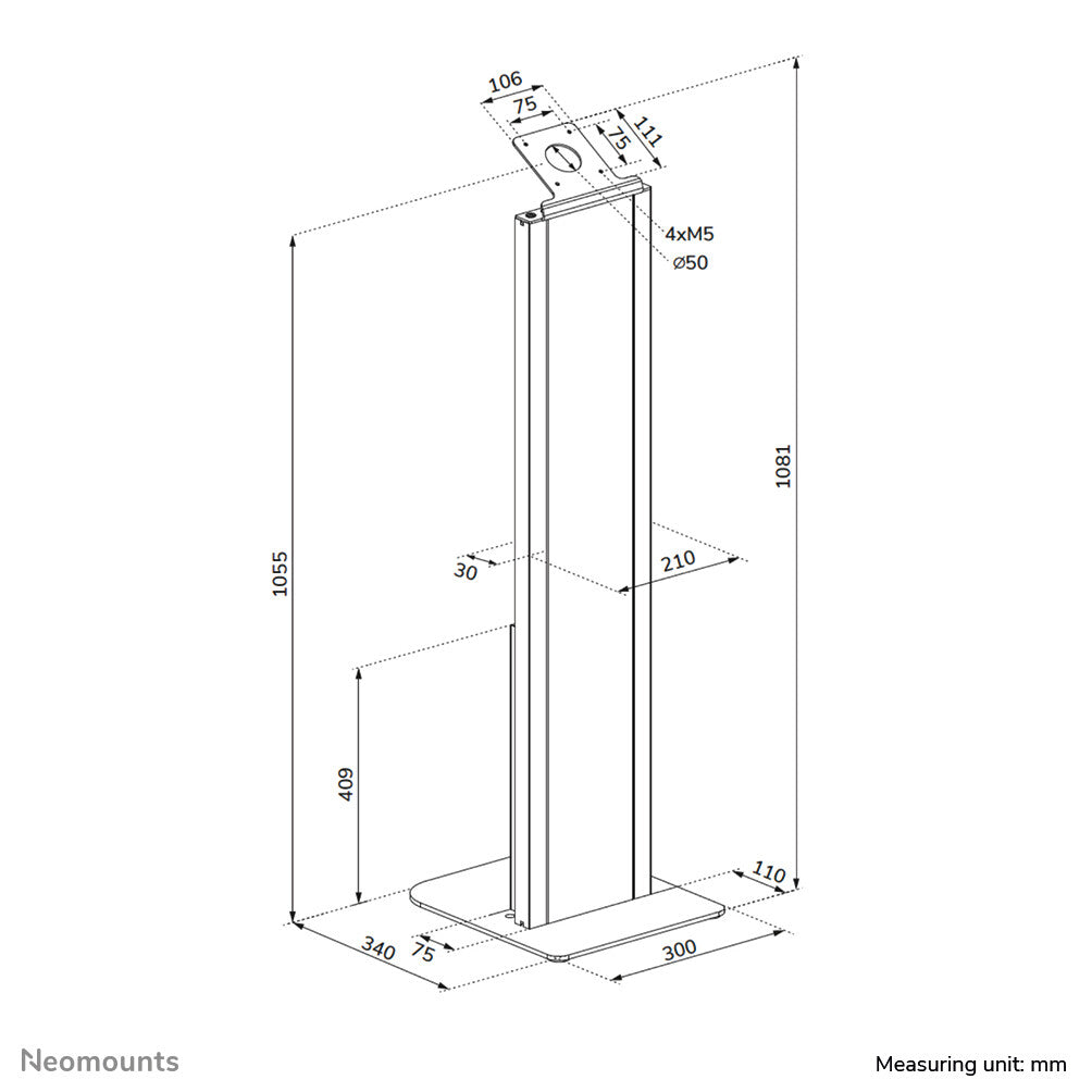 Neomounts FL15-628BL1 Tablet vloerstandaard - max 3 kg - vergrendelbaar