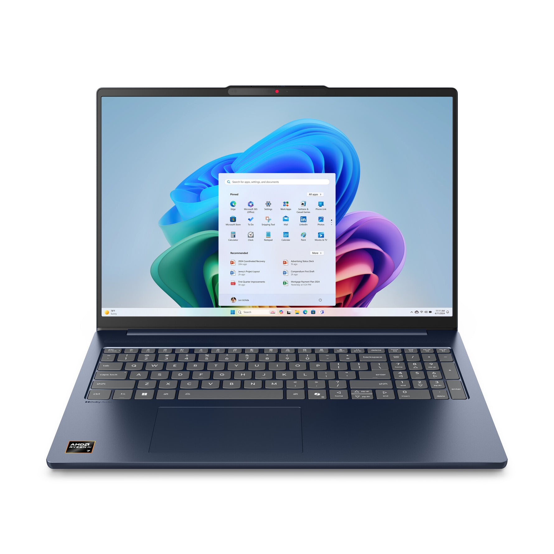 Lenovo IdeaPad Slim 5 16ARP10 AMD Ryzen™ 5 7535HS Laptop 40,6 cm (16") WUXGA 16 GB DDR5-SDRAM 1 TB SSD Wi-Fi 6 (802.11ax) Windows 11 Home Engels Blauw