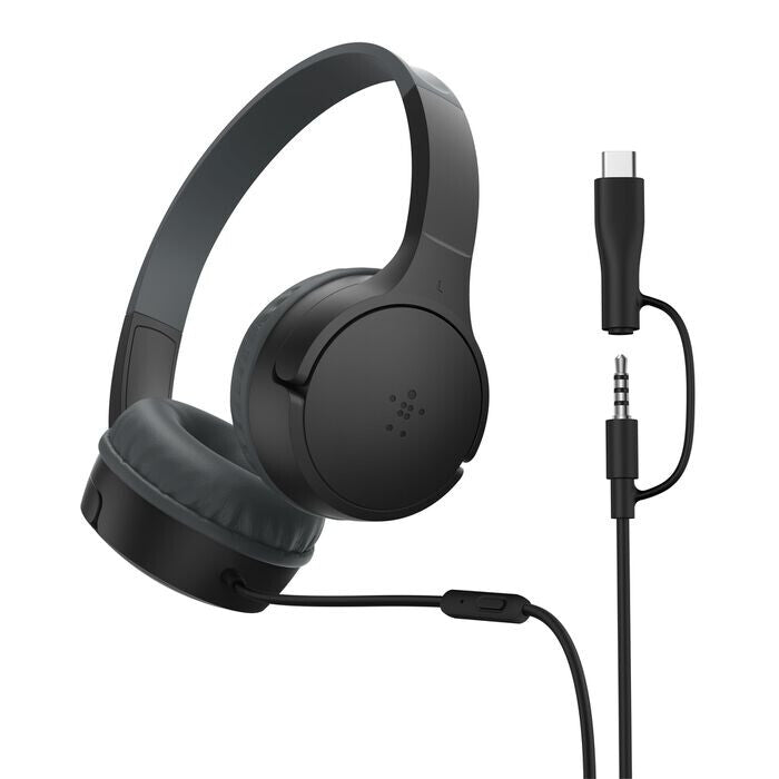 BELKIN SoundForm Mini Wired On-Ear Headphones USB-C & 3.5mm Black