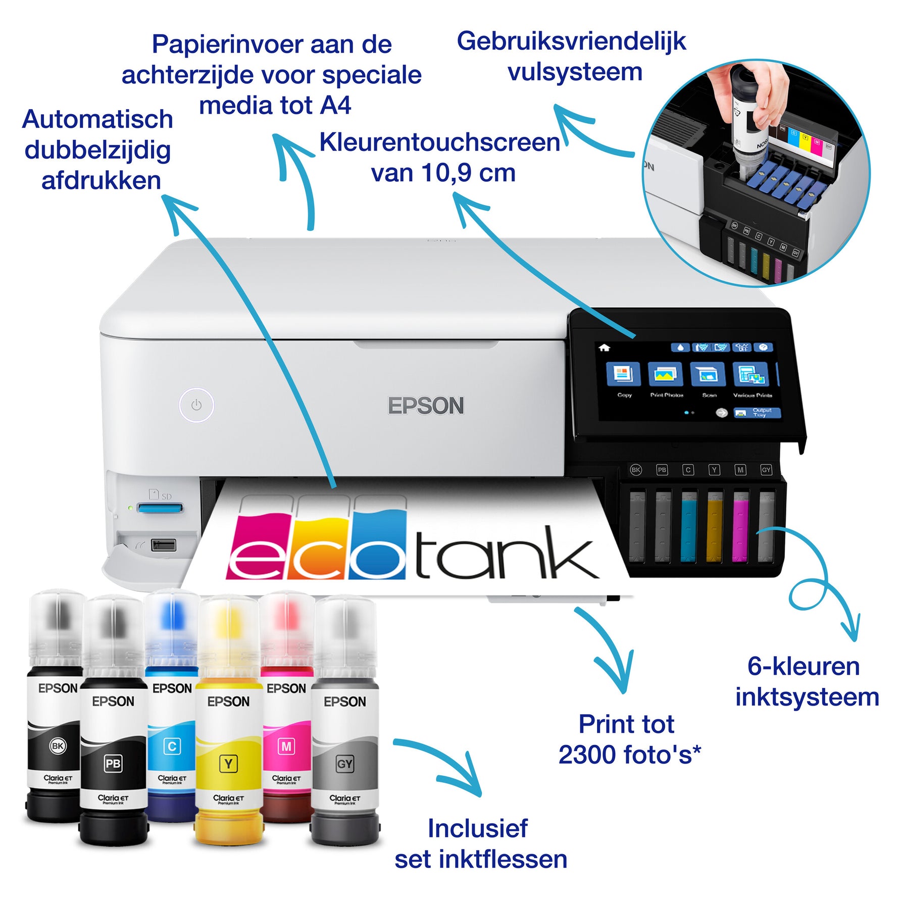 Epson EcoTank ET-8500 A4 Wi-Fi-fotoprinter met inkttank