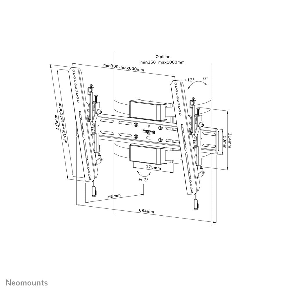 Neomounts WL35S-910BL16 TV-pilaarsteun 40-75