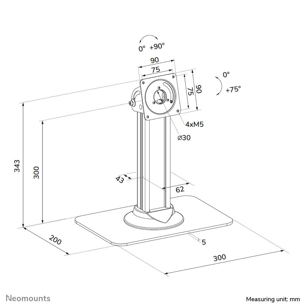 Neomounts DS15-631BL1 Tablet standaard bureau - max 3 kg - vergrendelbaar