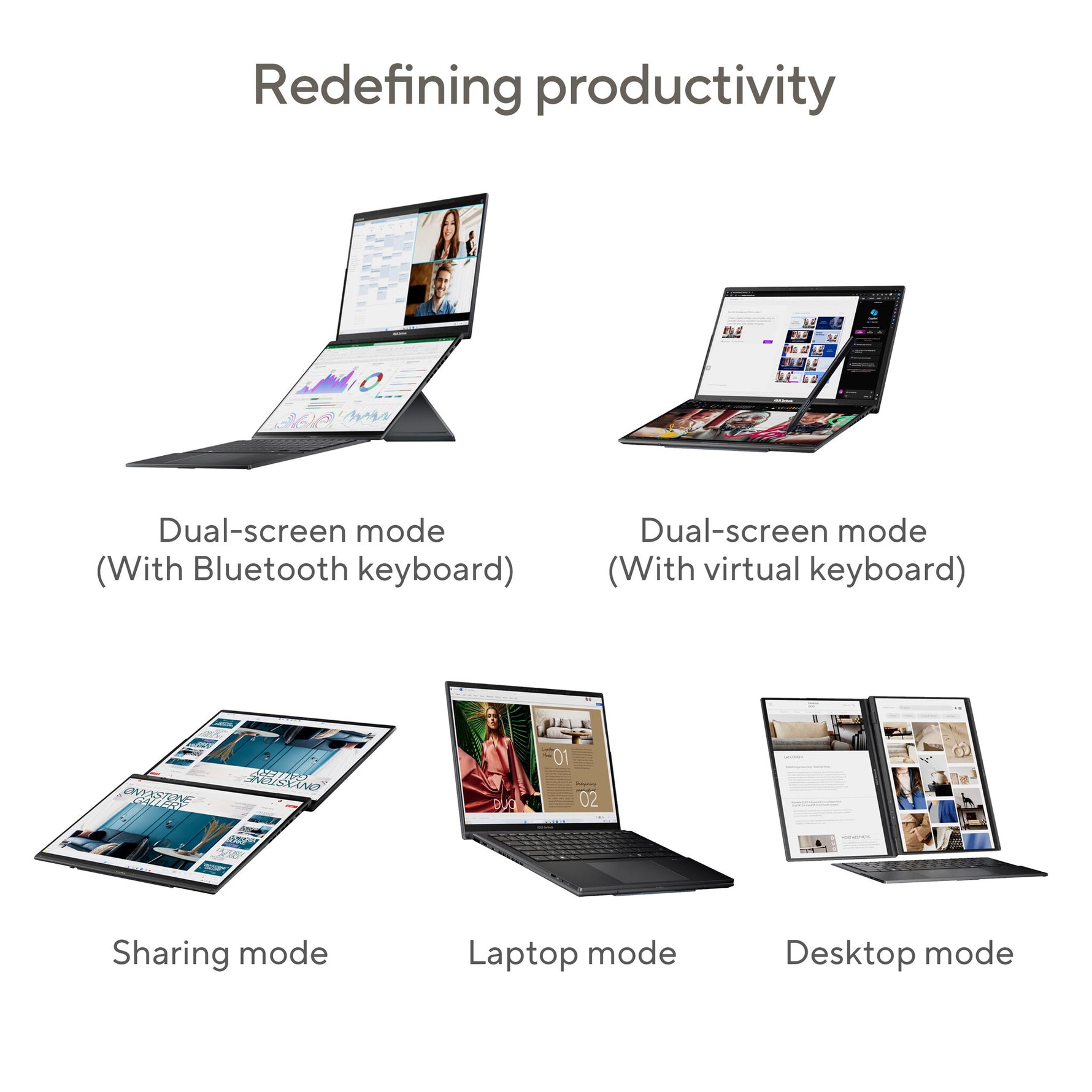 ASUS Zenbook Duo UX8406CA-PZ032W Intel Core Ultra 9 285H Hybride (2-in-1) 35,6 cm (14