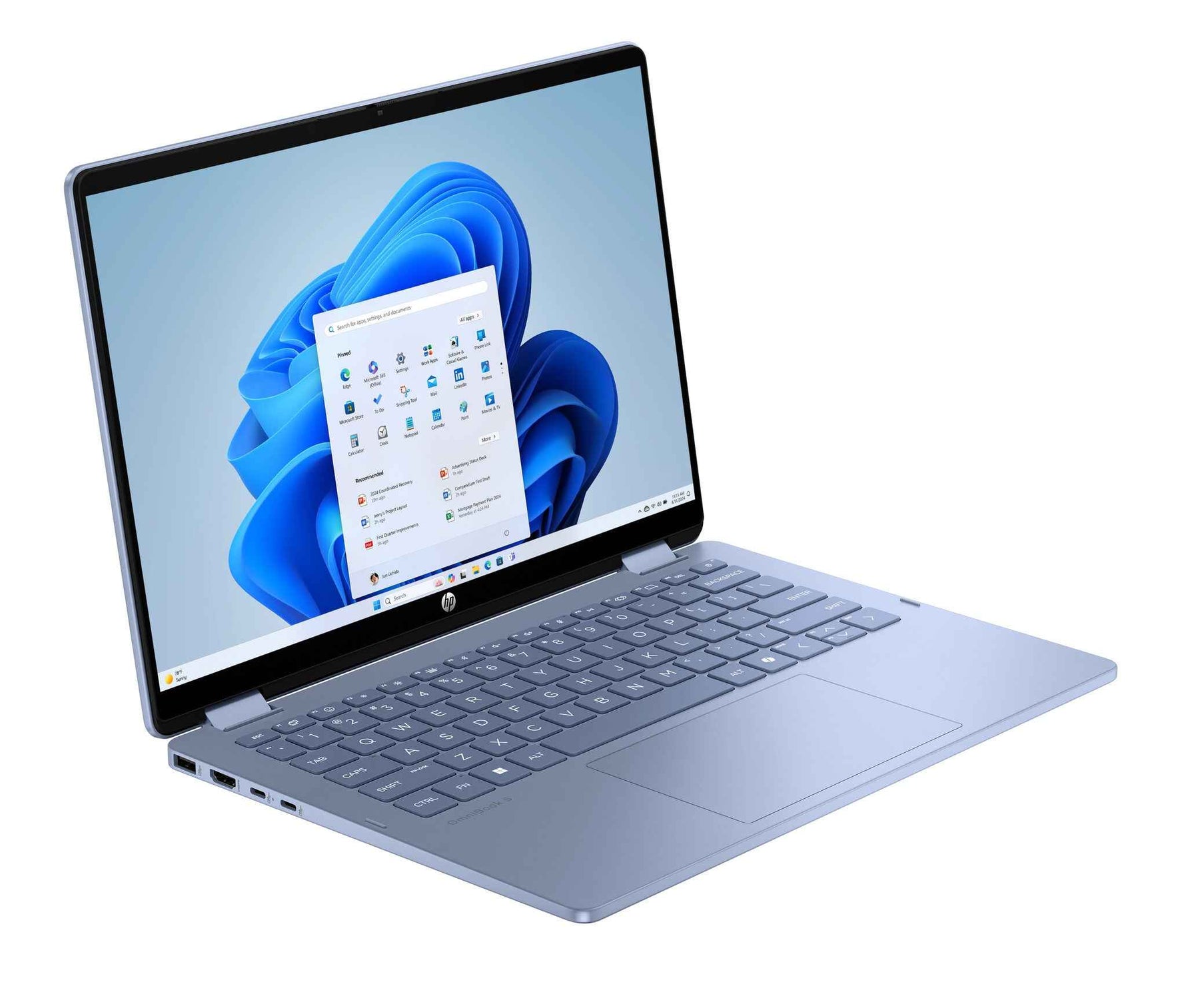 HP OmniBook 5 Flip 14-fp0251ndx 120U 35,6 cm (14") Touchscreen 2K 8 GB LPDDR5-SDRAM 512 GB SSD Wi-Fi 6 (802.11ax) Windows 11 Home Blauw QWERTY