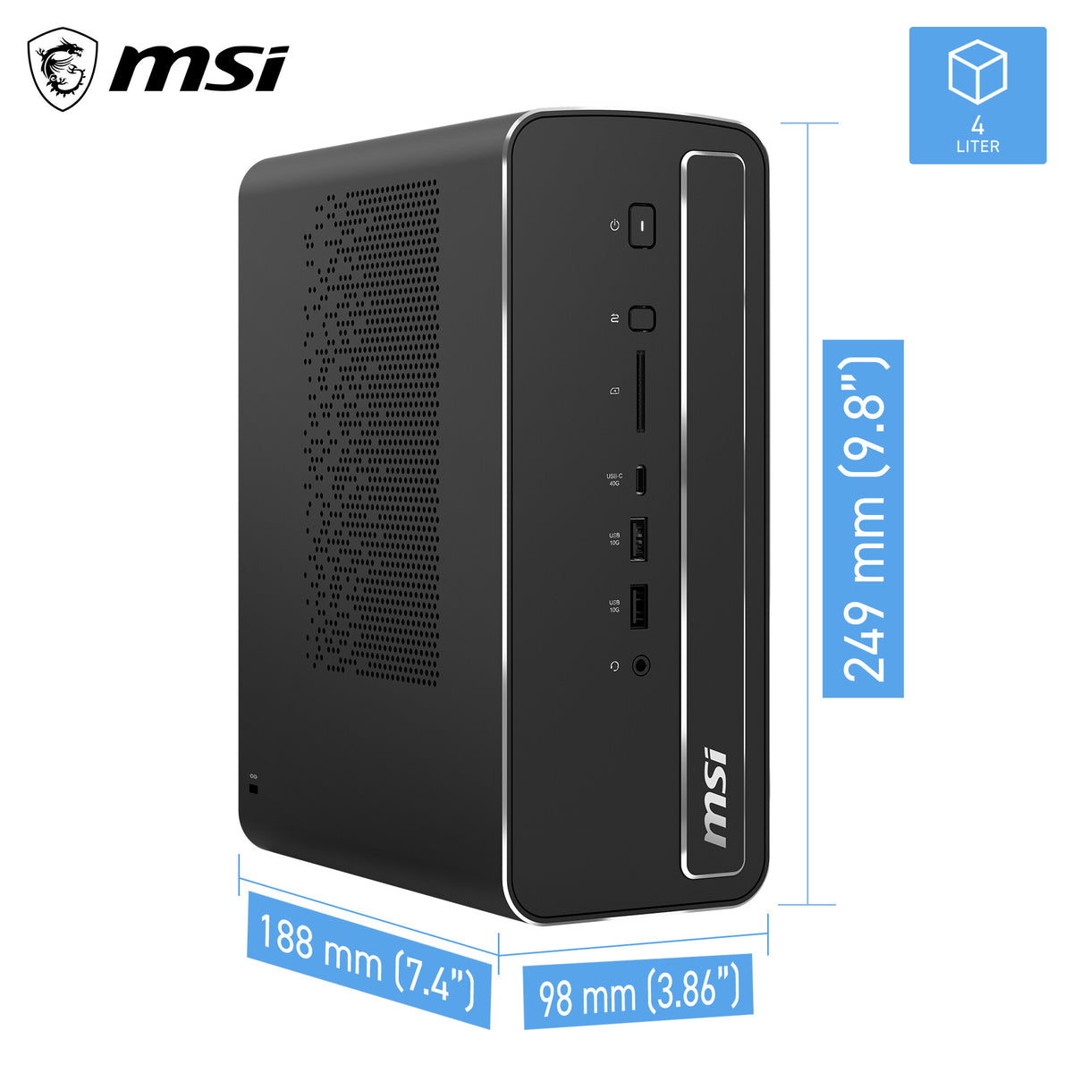 MSI Pro MAX EDGE AI+ 11M-005EU Copilot+ PC AMD Ryzen AI Max+ 395 128 GB LPDDR5x-SDRAM 2 TB SSD Windows 11 Pro Mini PC PC Zwart