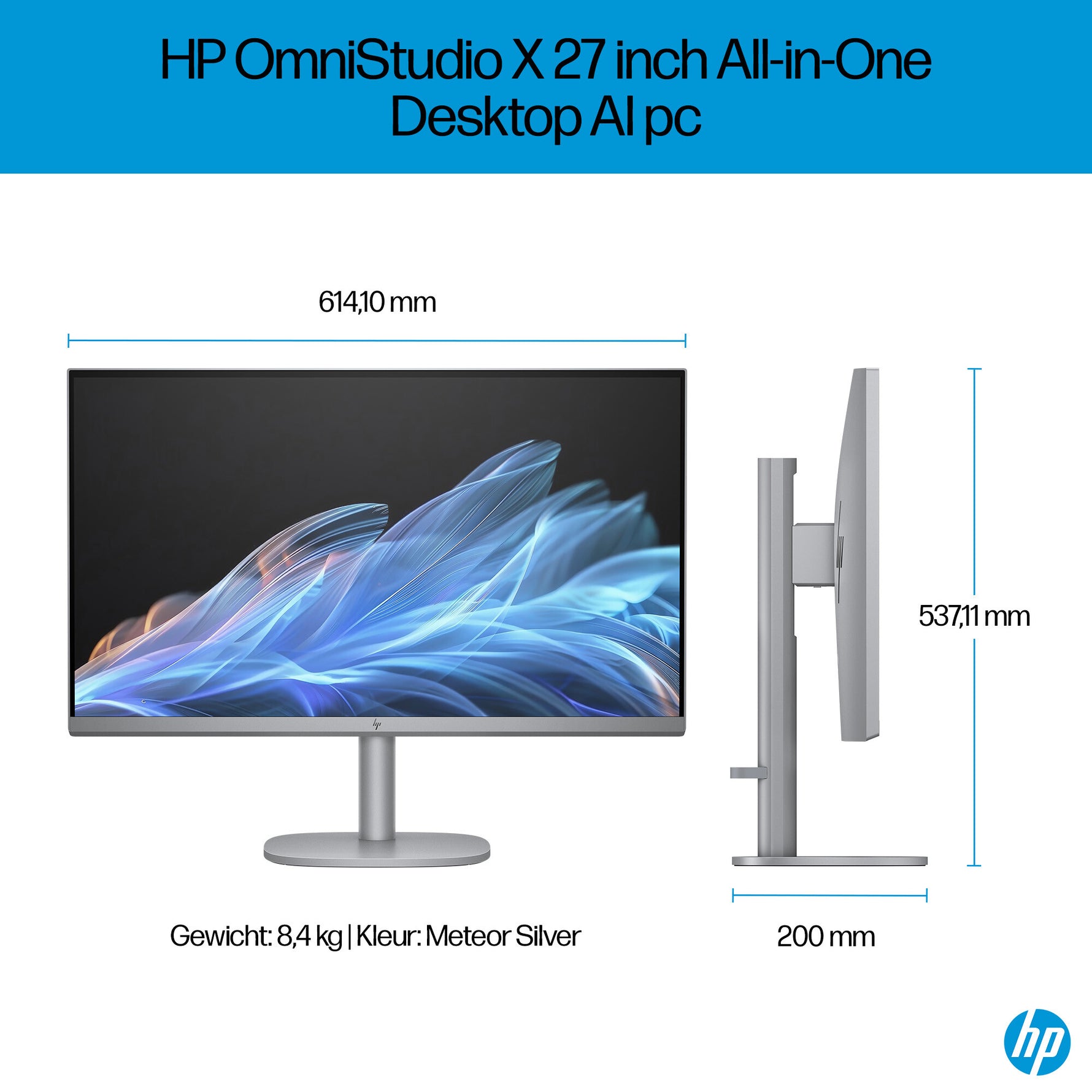 HP OmniStudio X 27-cs0016nd Intel Core Ultra 5 125H 27inch FHD AG 16GB DDR5 512GB PCIe NVMe SSD Intel Arc W11H Meteor Silver 68,6 cm (27") 1920 x 1080 Pixels Alles-in-één-pc DDR5-SDRAM Windows 11 Home Wi-Fi 7 (802.11be)