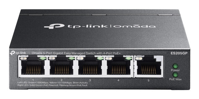 TP-Link Omada ES205G Managed Gigabit Ethernet (10/100/1000) Power over Ethernet (PoE) Zwart