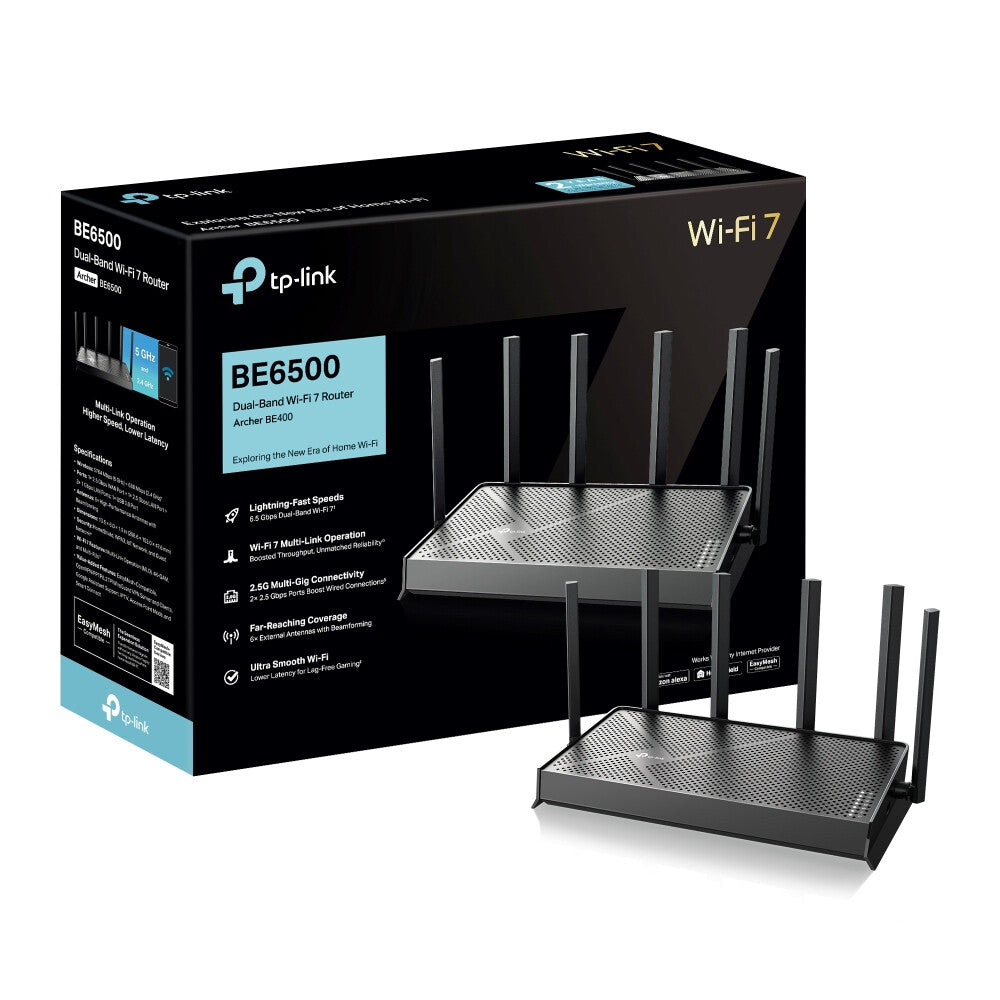 TP-Link Archer BE400 draadloze router 2.5 Gigabit Ethernet Dual-band (2.4 GHz / 5 GHz) Zwart