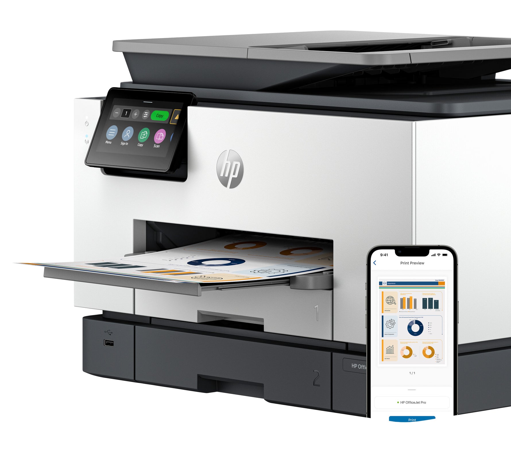 HP OfficeJet Pro 9130b Draadloos All-in-One Kleur Printer, Dubbelzijdig printen; Kopieerapparaat, Scanner