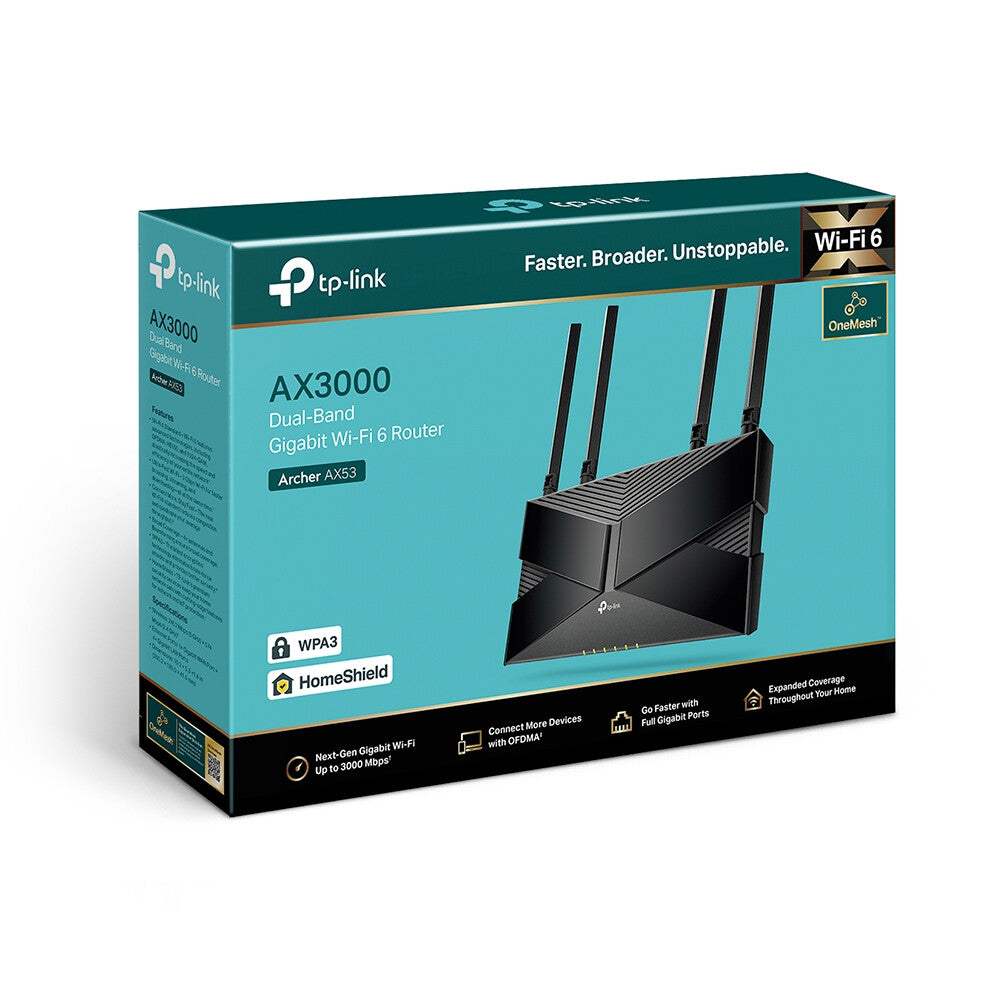 TP-Link Archer AX53 draadloze router Gigabit Ethernet Dual-band (2.4 GHz / 5 GHz) Zwart