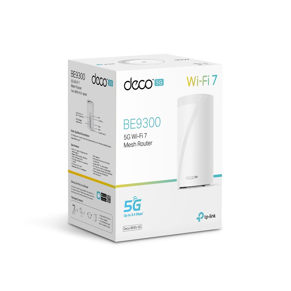 TP-Link DECO BE65-5G(1-PACK) mesh-wifi-systeem Tri-band (2,4 GHz / 5 GHz / 6 GHz) Wi-Fi 7 (802.11be) Wit 3 Extern
