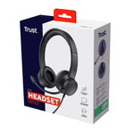Trust Ayda Headset - 3,5 mm headset voor kantoor en calls – Opklapbare microfoon – Volumeregeling in kabel – Zwart