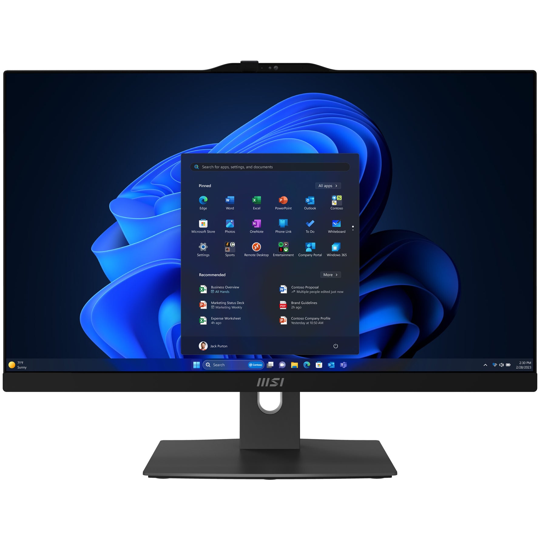 MSI Modern AM242TP 1M-1227EU Intel Core 5 120U 60,5 cm (23.8") 1920 x 1080 Pixels Touchscreen Alles-in-één-pc 8 GB DDR5-SDRAM 512 GB SSD Windows 11 Pro Wi-Fi 6E (802.11ax) Zwart