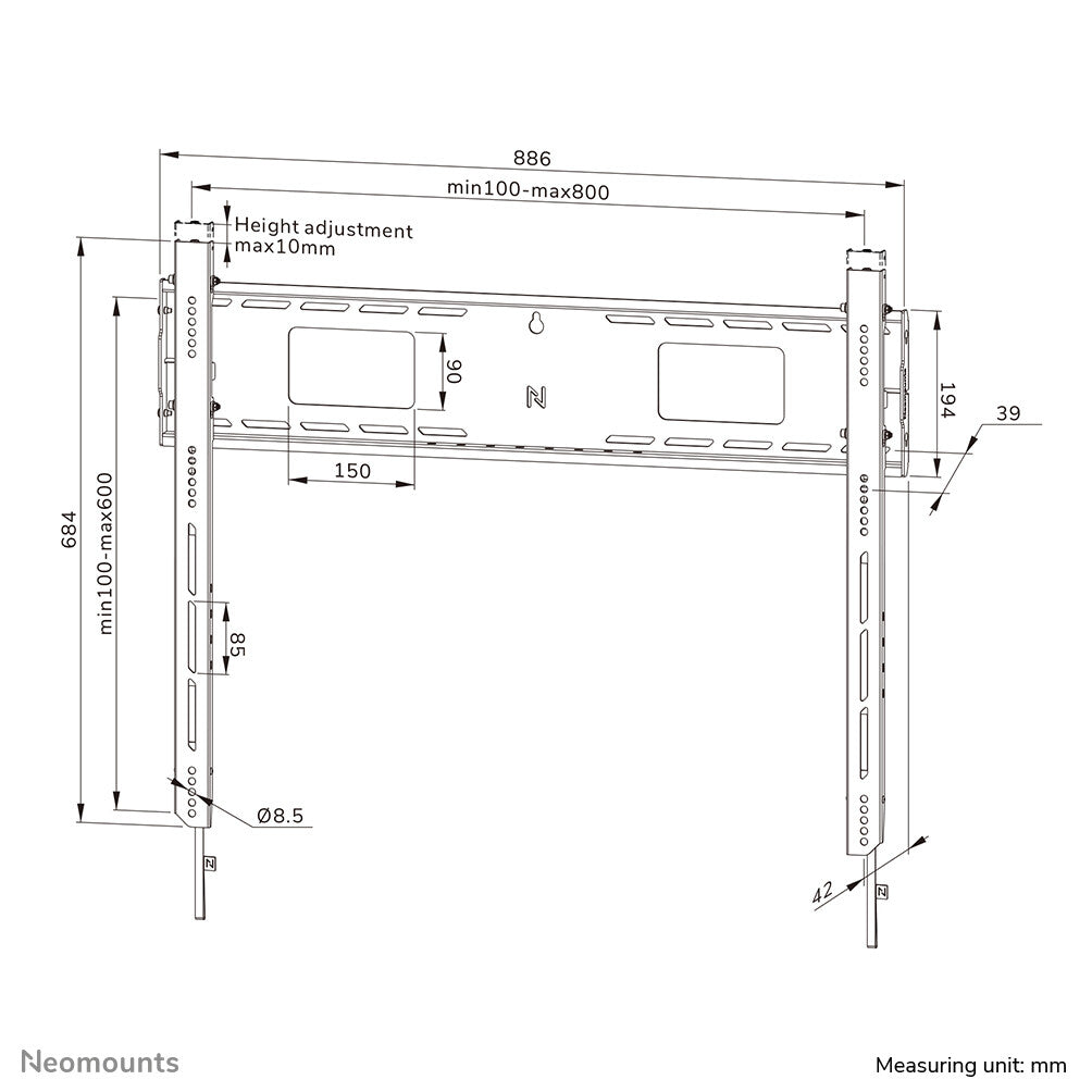 Neomounts WL30-750BL18 Heavy duty muurbeugel 43-98