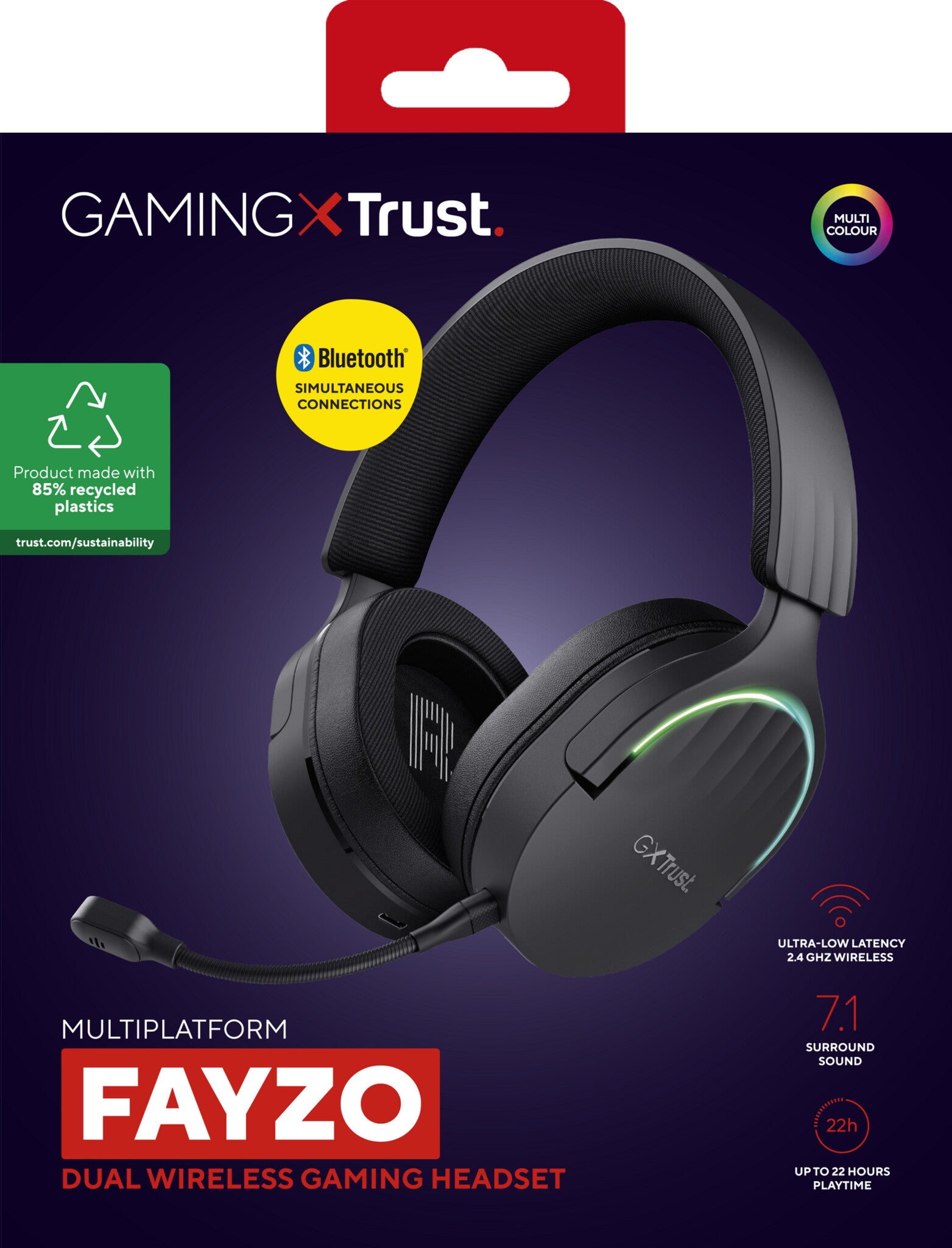 Trust GXT 491 Fayzo Headset Bedraad en draadloos Hoofdband Gamen USB Type-C Bluetooth Zwart