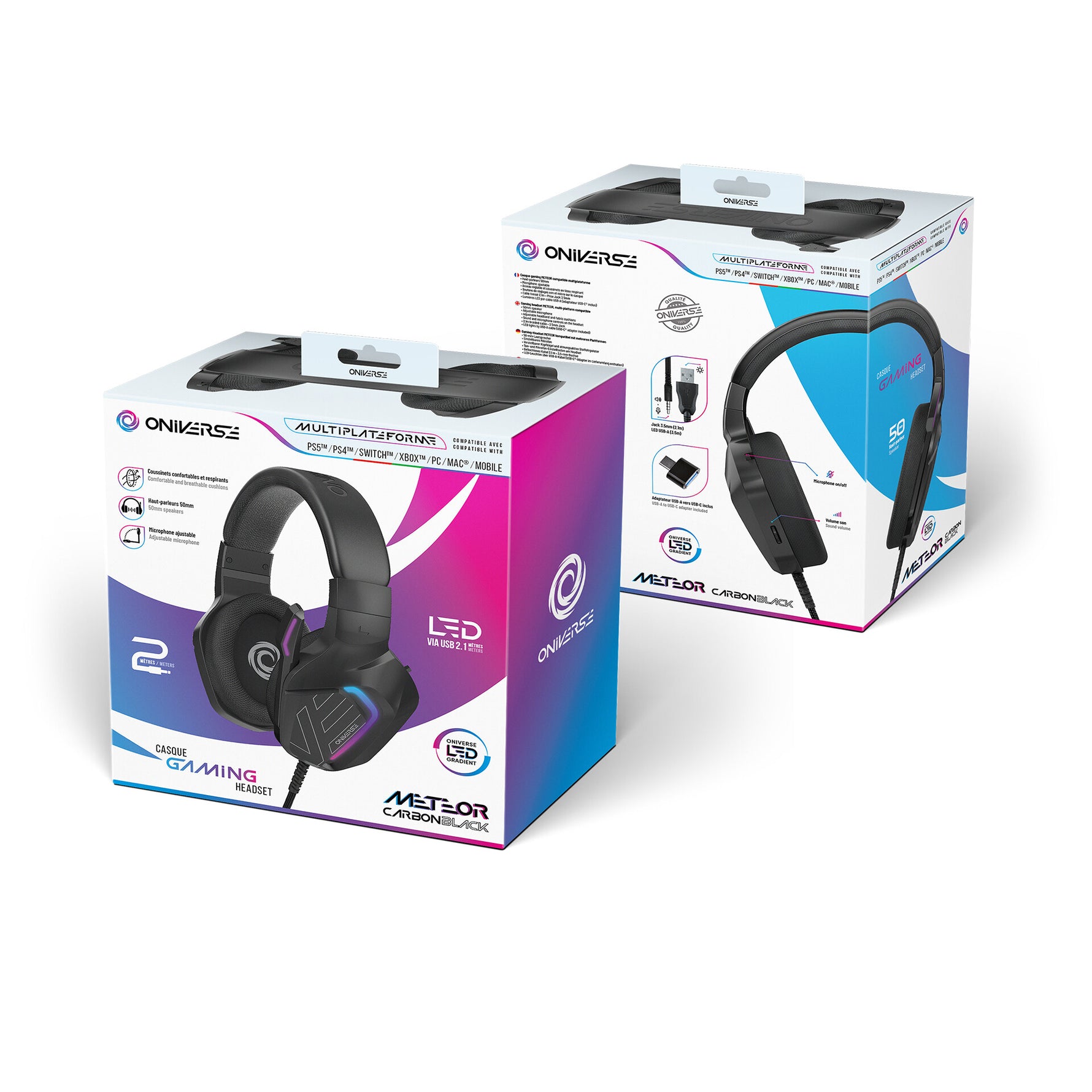 Oniverse Meteor Headset Bedraad Hoofdband Gamen Zwart