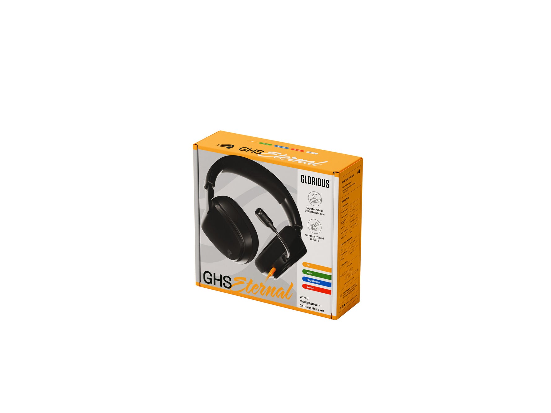 Glorious Gaming Glorious GHS Eternal - Stereo gaming headset voor pc, PS5, PS4, Xbox, Switch - Custom-tuned gekantelde drivers, verstelbare kristalheldere afneembare mic, 3,5 mm - Duurzaam dag/nacht comfort - Zwart
