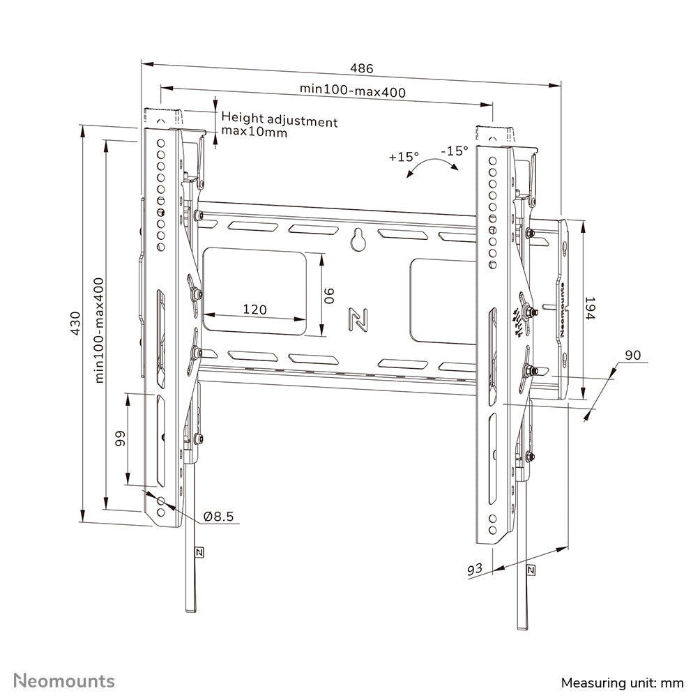 Neomounts WL35-750BL14 Heavy duty muurbeugel 42-75