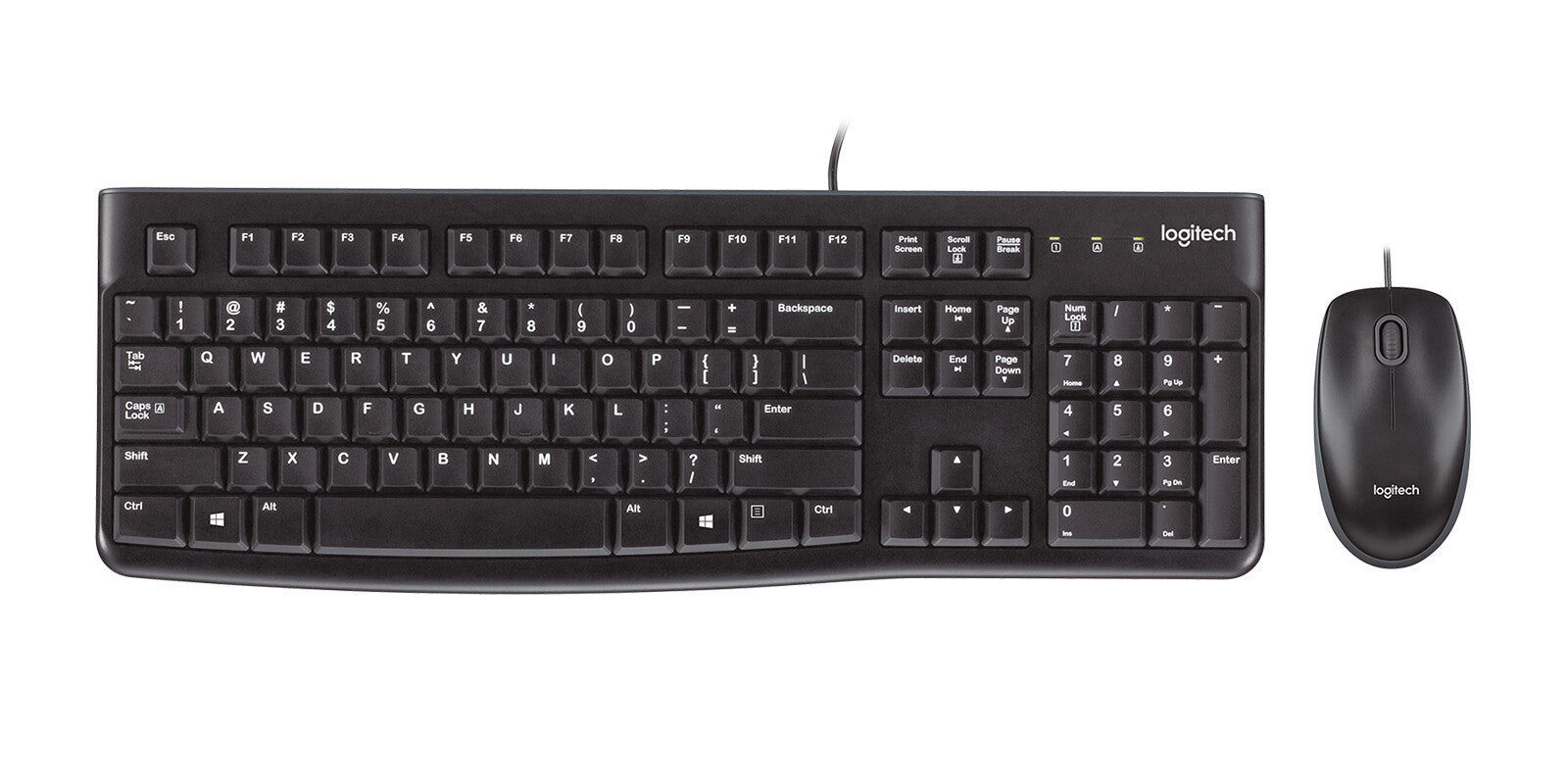 Logitech MK120 Keyb/Mouse desktop set [USB, Optical 1000 DPI, Scroll, Spill-free, Silent, Black]