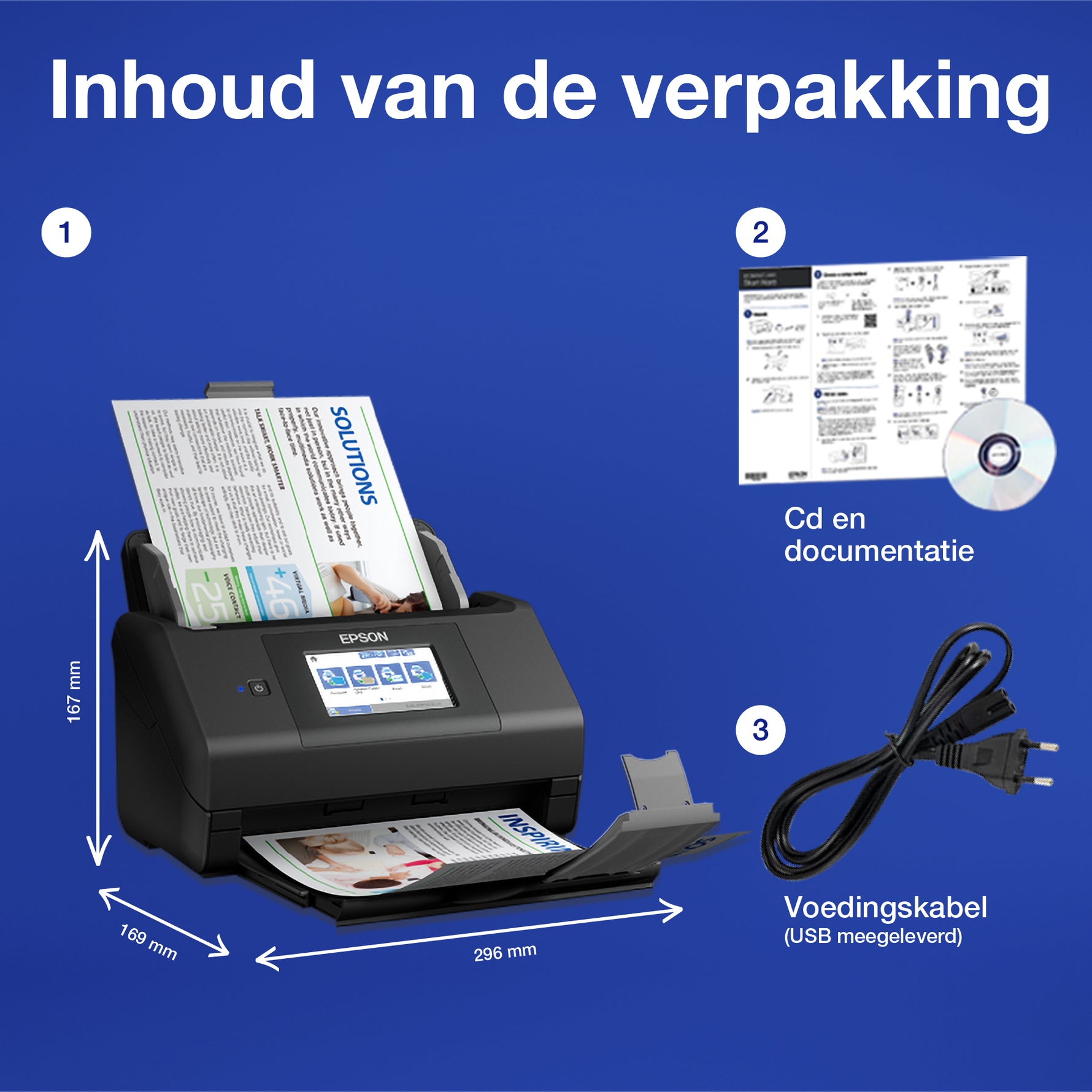 Epson WorkForce ES-580W, A4 automatische duplexscanner met Wi-Fi en gebruiksvriendelijk touchscreen