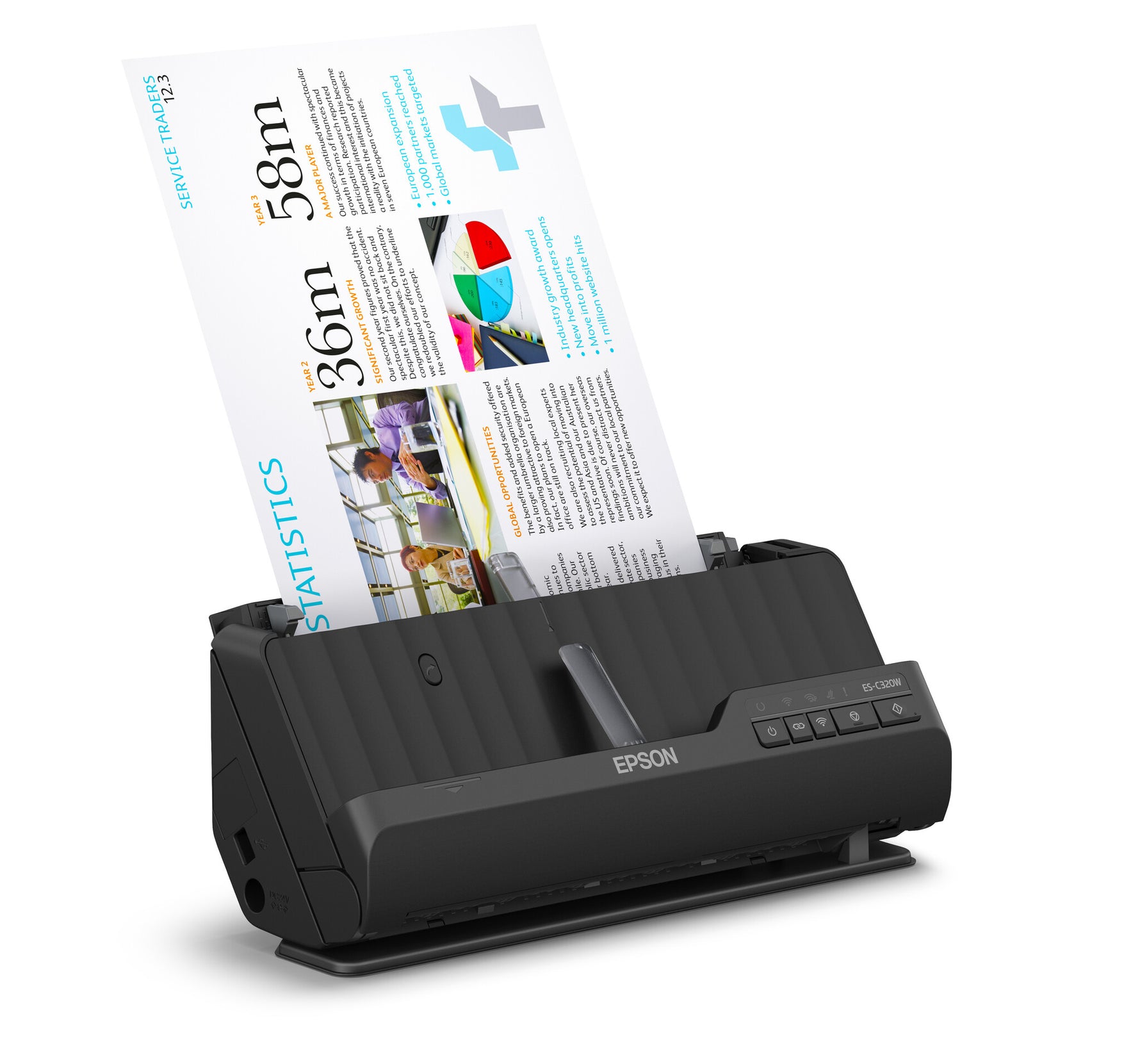 Epson ES-C320W compacte A4-documentscanner met Wi-Fi-connectiviteit en U-traject