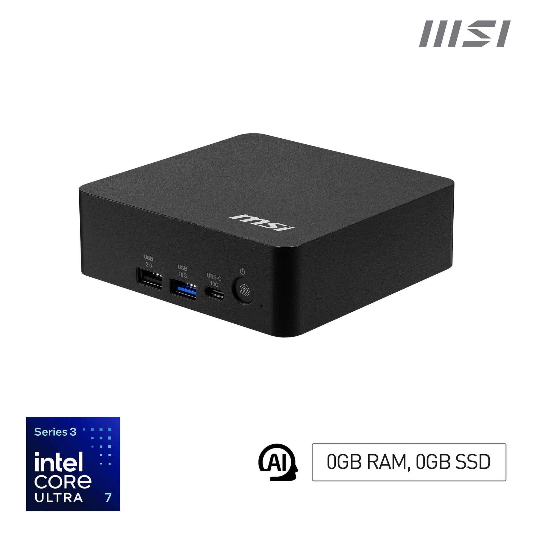 MSI Cubi NUC AI+ 3MG-004BEU USFF Zwart 355 Intel SoC FCBGA2540 4,7 GHz Ingebouwde luidsprekers
