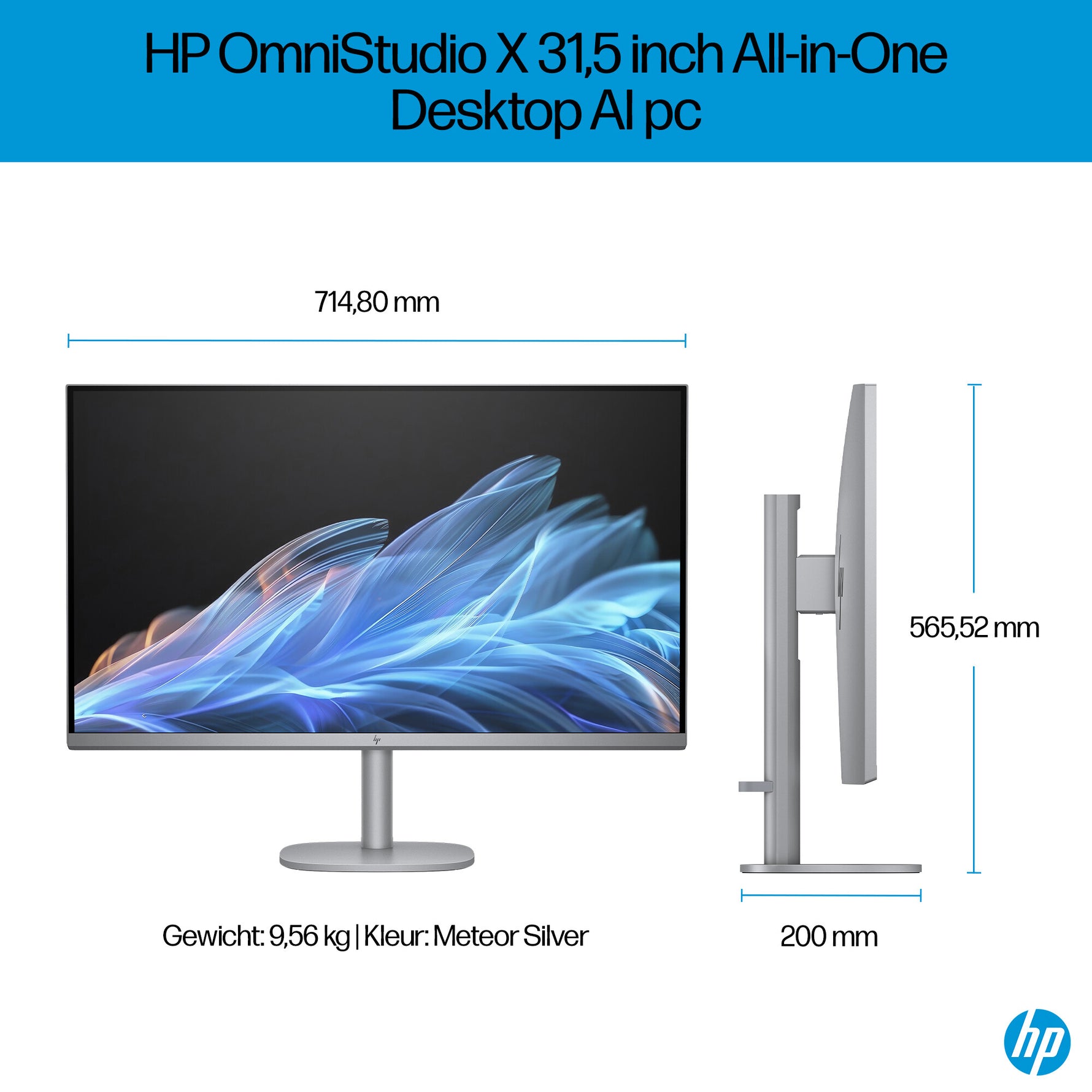 HP OmniStudio X 32-c0091nd Intel Core Ultra 7 155H 31.5inch UHD AG 32GB DDR5 2TB PCIe NVMe SSD RTX 4050 6GB W11H Meteor Silver 80 cm (31.5") 3840 x 2160 Pixels Alles-in-één-pc DDR5-SDRAM NVIDIA GeForce RTX 4050 Windows 11 Home Wi-Fi 7 (802.11be) AI PC Zil