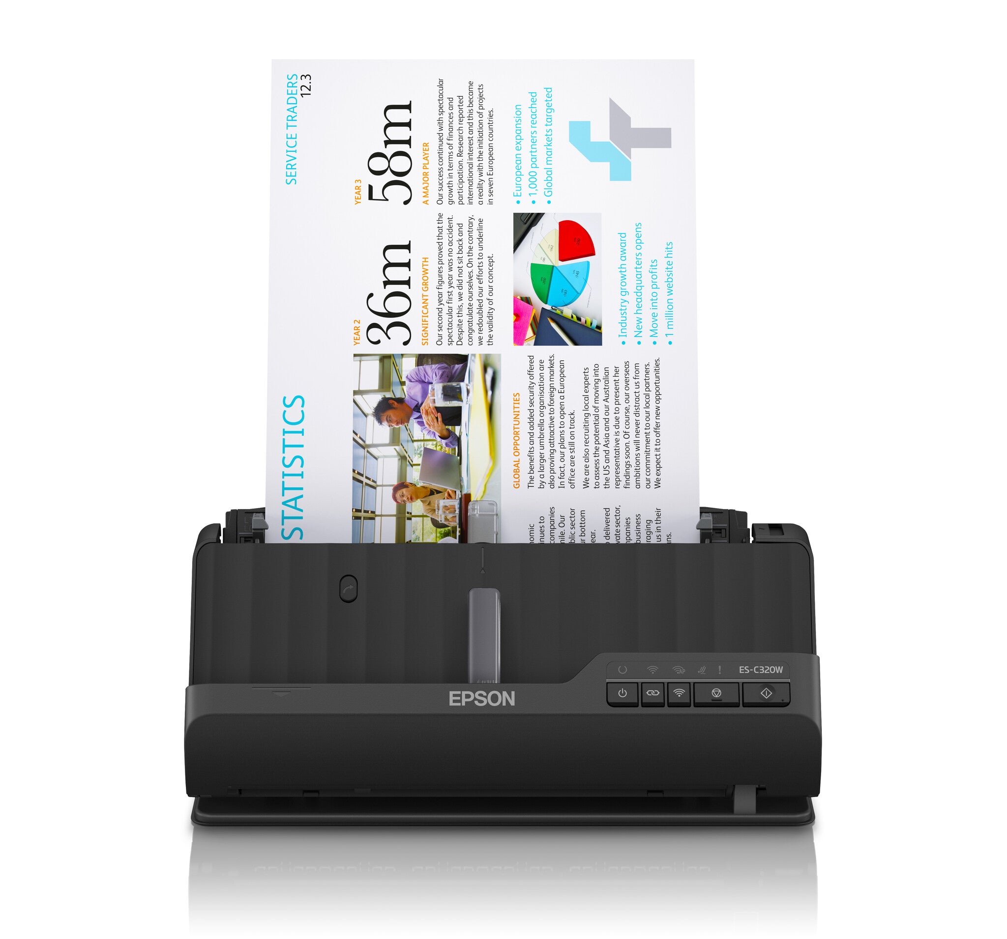 Epson ES-C320W compacte A4-documentscanner met Wi-Fi-connectiviteit en U-traject