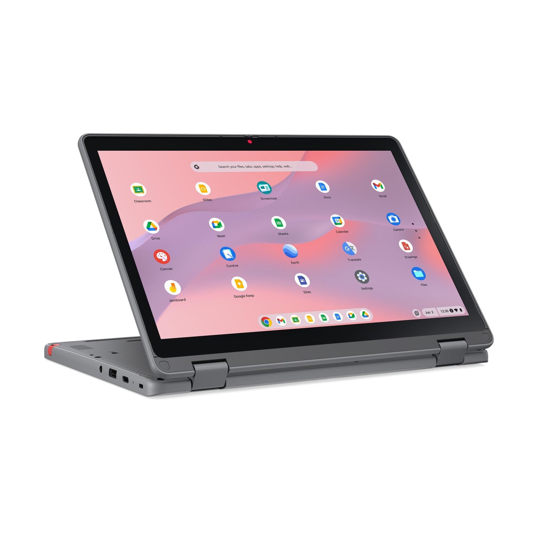 Lenovo Chrome 500e 2in1 G5 M89 MediaTek Kompanio 540 Chromebook 31 cm (12.2") Touchscreen WUXGA 8 GB LPDDR5x-SDRAM 64 GB UFS Wi-Fi 6E (802.11ax) ChromeOS Engels Grijs