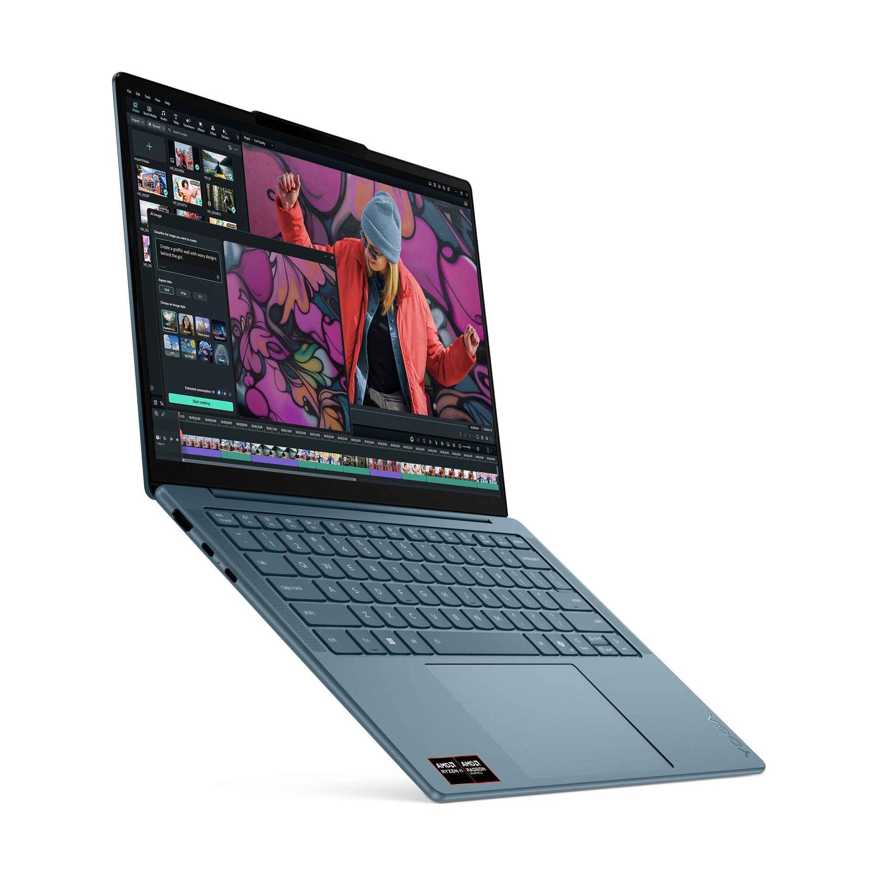 Lenovo Yoga Slim 7 14AKP10 Copilot+ PC AMD Ryzen AI 5 340 Laptop 35,6 cm (14") WUXGA 16 GB LPDDR5x-SDRAM 512 GB SSD Wi-Fi 7 (802.11be) Windows 11 Home Engels Blauwgroen