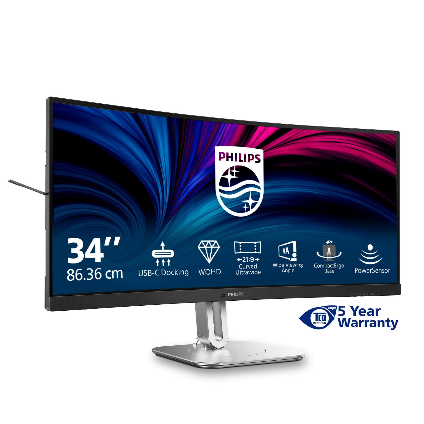 Philips 5000 series 34B2U5600C/00 computer monitor 86,4 cm (34") 3440 x 1440 Pixels Dual QHD LCD Grijs
