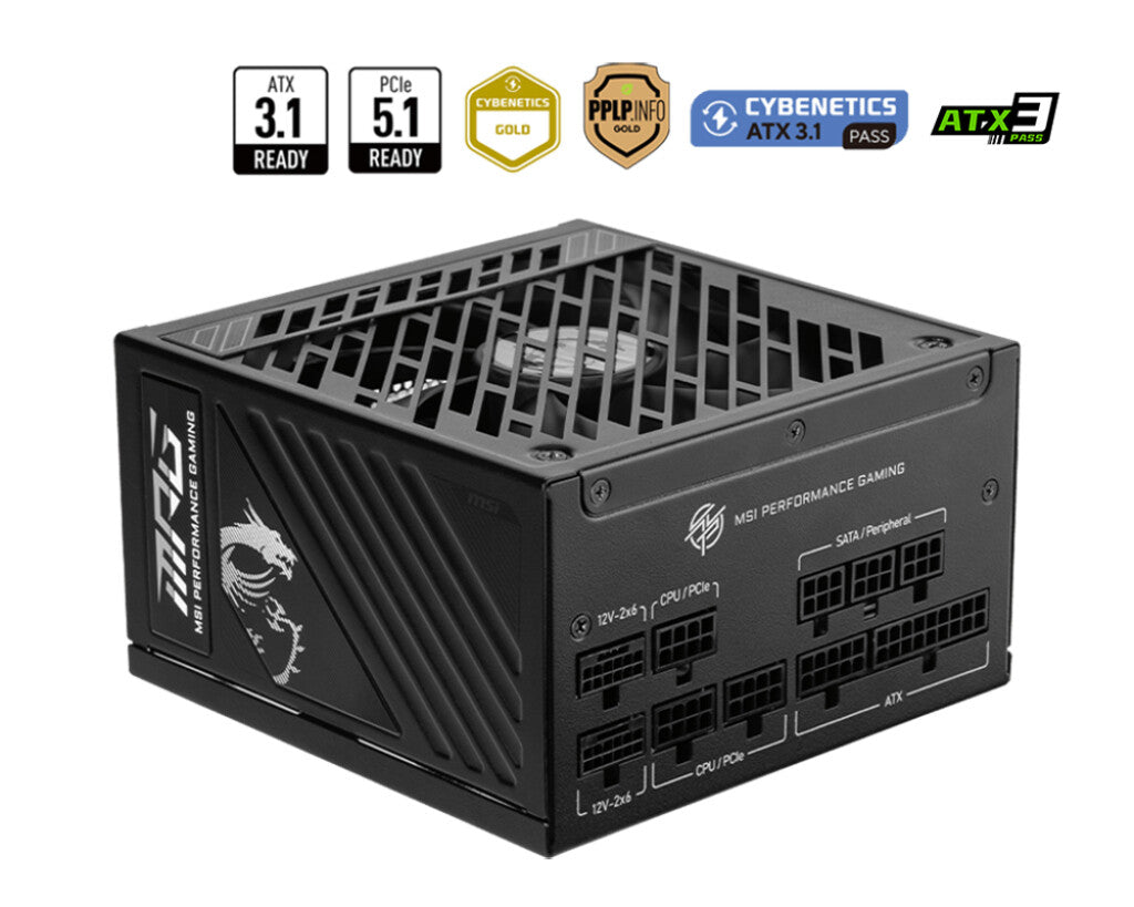 MSI MPG A1250GS PCIE5 power supply unit 1250 W 20+4 pin ATX ATX Zwart