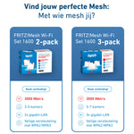 Mesh Set FRITZMESH SET 1600 2-PACK EDITION INTERNATIONAL Dual-band (2.4 GHz / 5 GHz) Wi-Fi 6 (802.11ax) Rood, Wit Intern