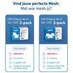 Mesh Set FRITZMESH SET 1600 3-PACK EDITION INTERNATIONAL Dual-band (2.4 GHz / 5 GHz) Wi-Fi 6 (802.11ax) Rood, Wit Intern