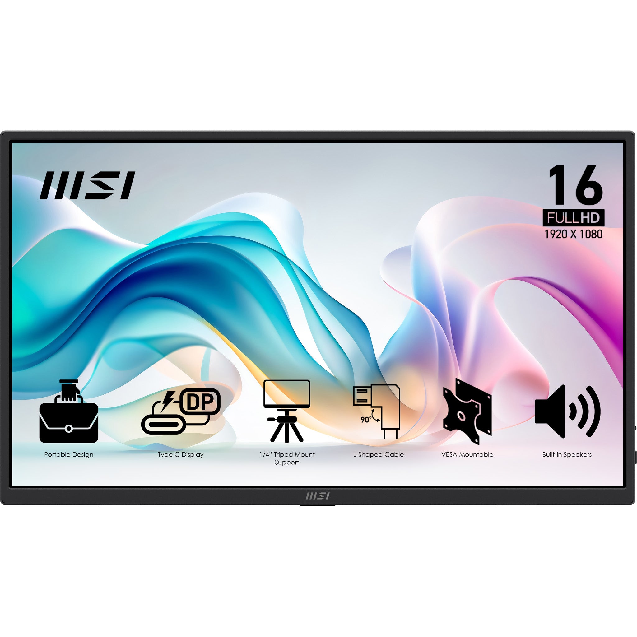 MSI PRO MP165 E6 Draagbare televisie en monitoor Draagbare monitor Zwart 39,6 cm (15.6") LED 1920 x 1080 Pixels