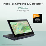 ASUS Chromebook CZ11 Flip CZ1104FM2A-NS0097 MediaTek Kompanio 520 29,5 cm (11.6") Touchscreen HD 8 GB LPDDR4x-SDRAM 64 GB eMMC Wi-Fi 6 (802.11ax) ChromeOS US International Grijs