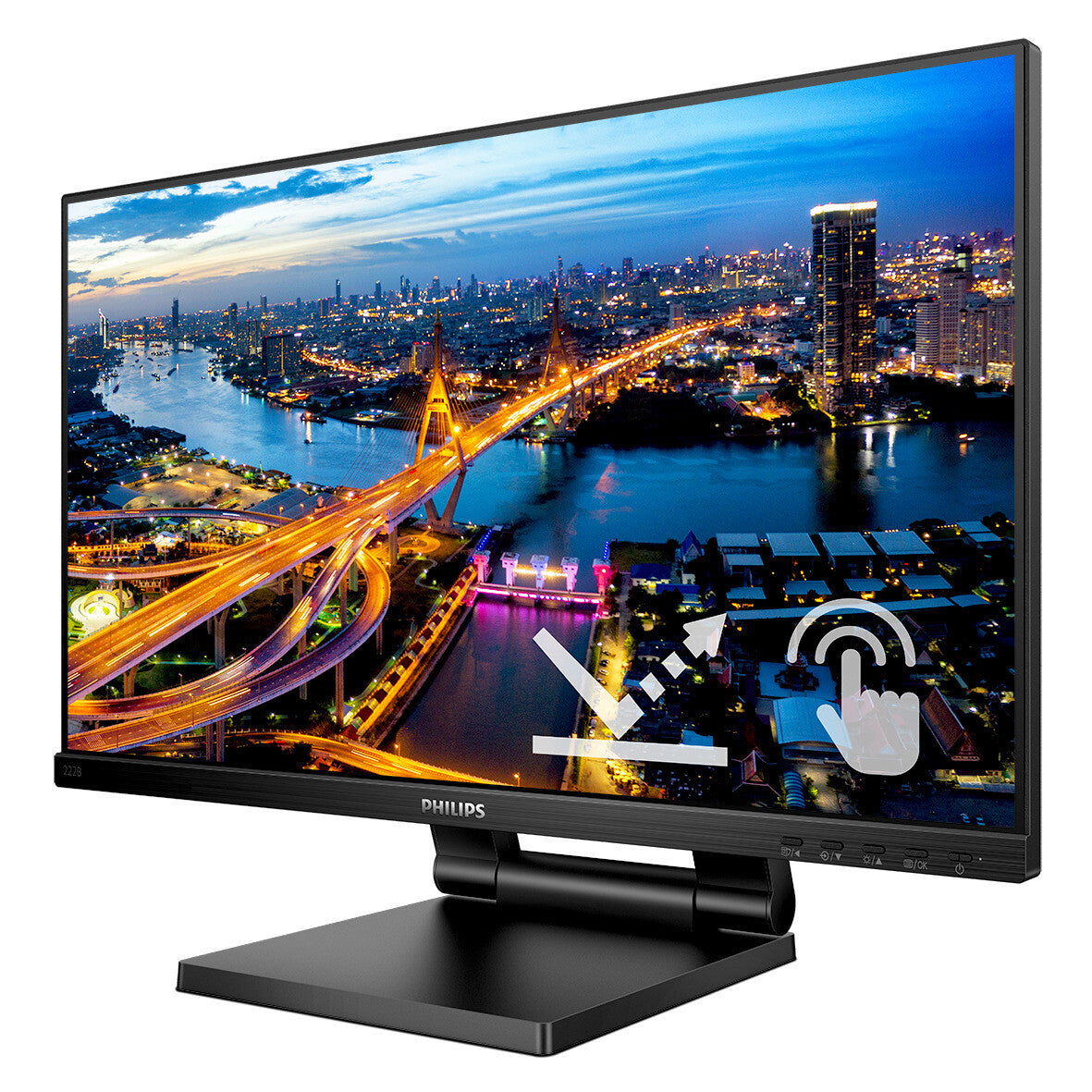 Philips B Line 222B1TC/00 computermonitor 54,6 cm (21,5") 1920 x 1080 Pixels Full HD LED Touchscreen Zwart