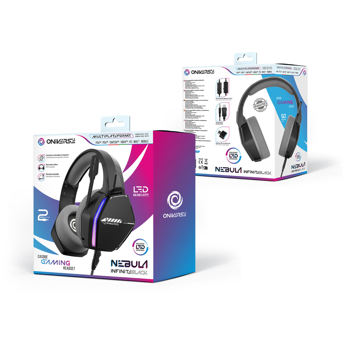 Oniverse Nebula Headset Wired Headband Gaming USB Type-A Black