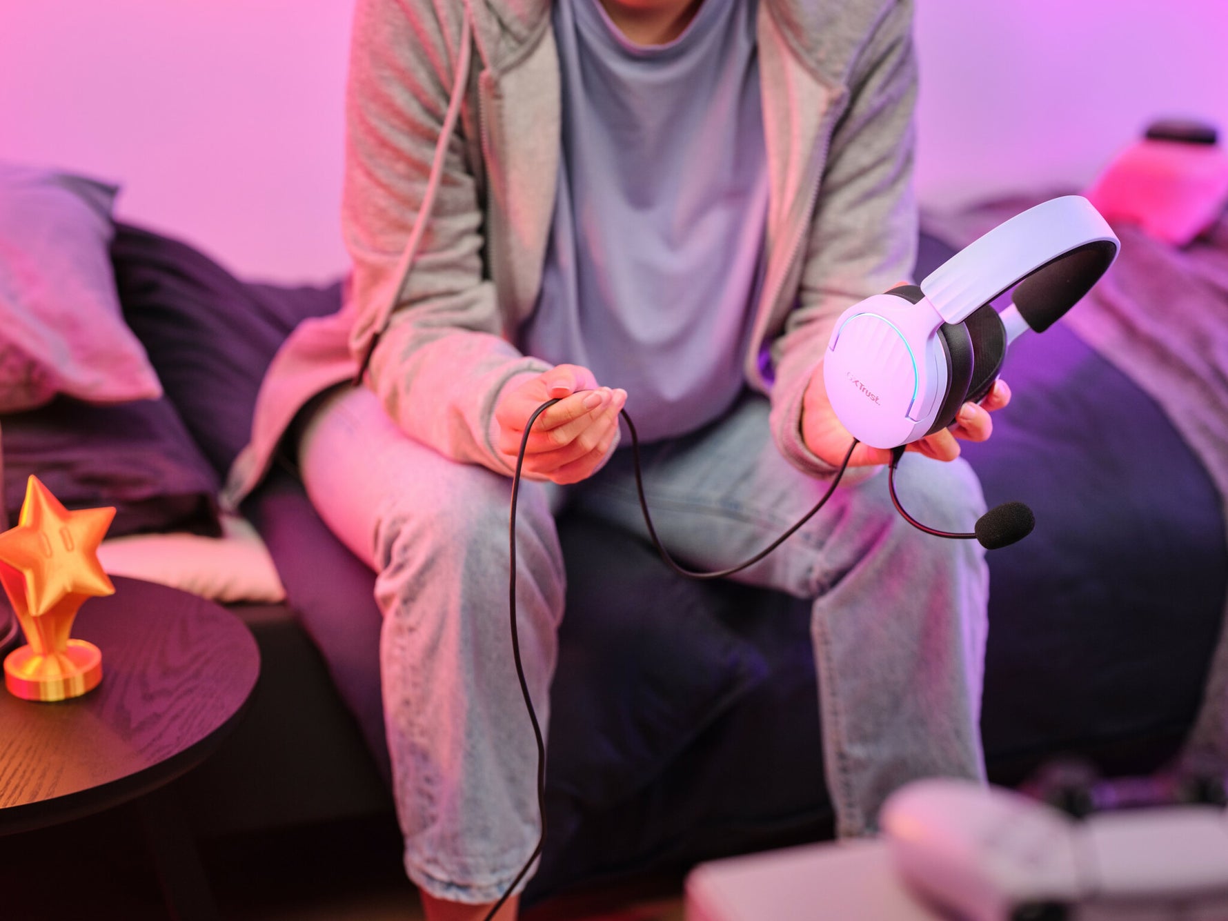 Trust GXT 490P FAYZO Headset Bedraad Hoofdband Gamen USB Type-A Zwart, Paars