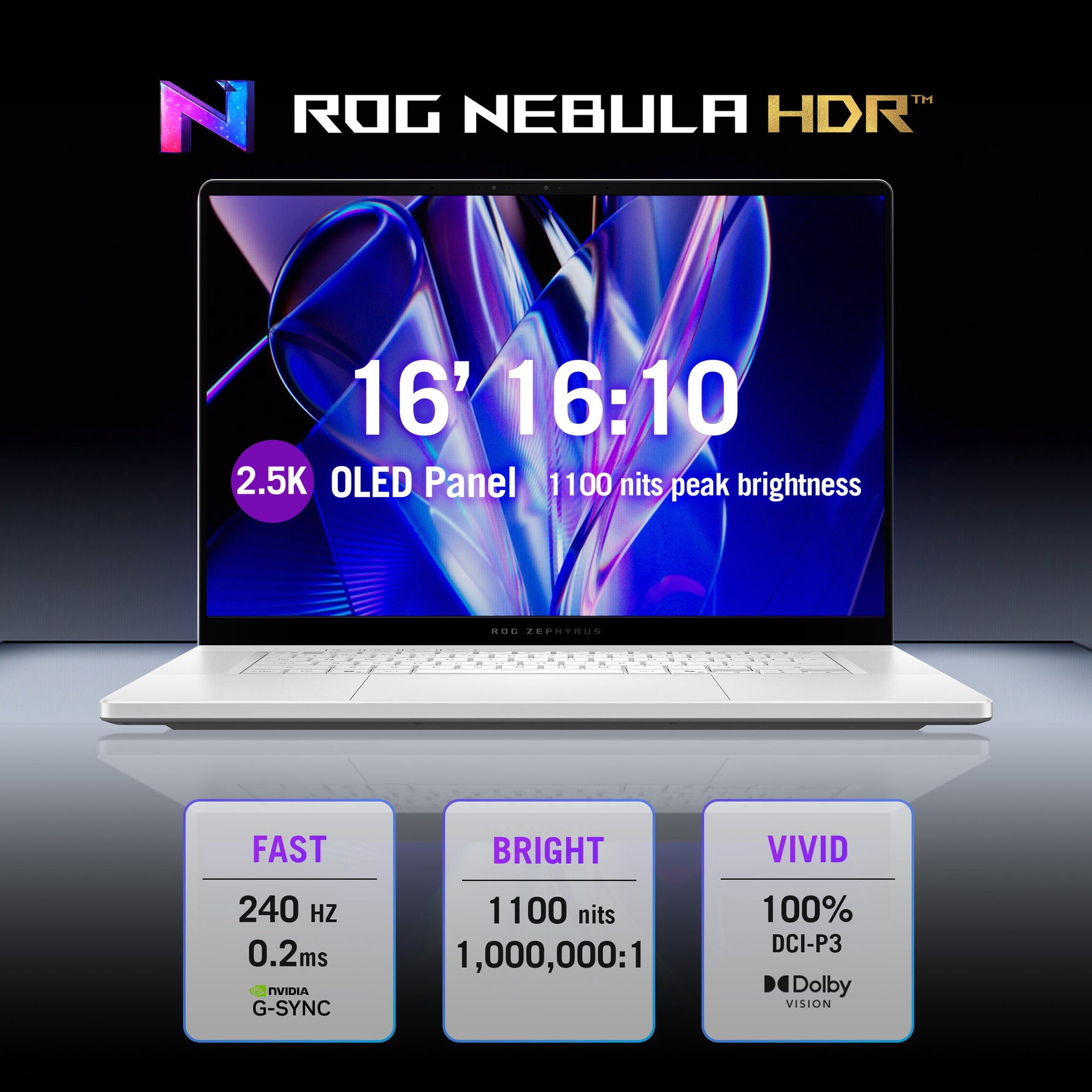 ASUS ROG Zephyrus G16 GU606AR-TB107W Intel Core Ultra 9 386H Laptop 40,6 cm (16") 2.5K 32 GB LPDDR5x-SDRAM 1 TB SSD NVIDIA GeForce RTX 5070 Ti Wi-Fi 7 (802.11be) Windows 11 Home Nederlands Grijs