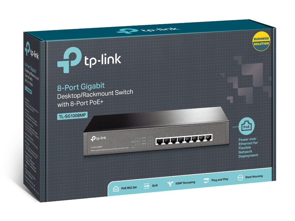 TP-Link TL-SG1008MP Unmanaged Gigabit Ethernet (10/100/1000) Power over Ethernet (PoE) 1U Zwart