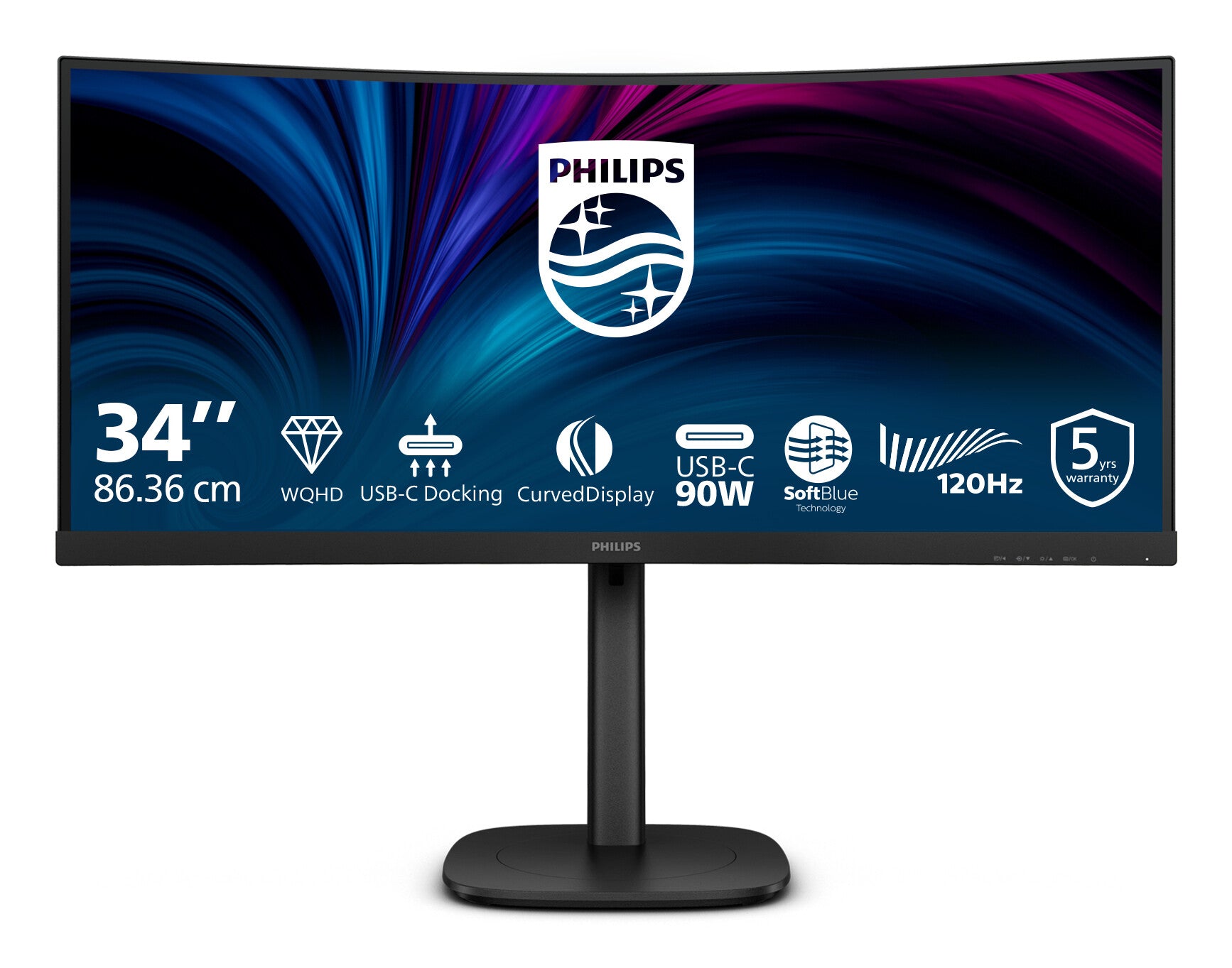 Philips 3000 series 34B2U3600C/00 computer monitor 86,4 cm (34") 3440 x 1440 Pixels Wide Quad HD LCD Zwart