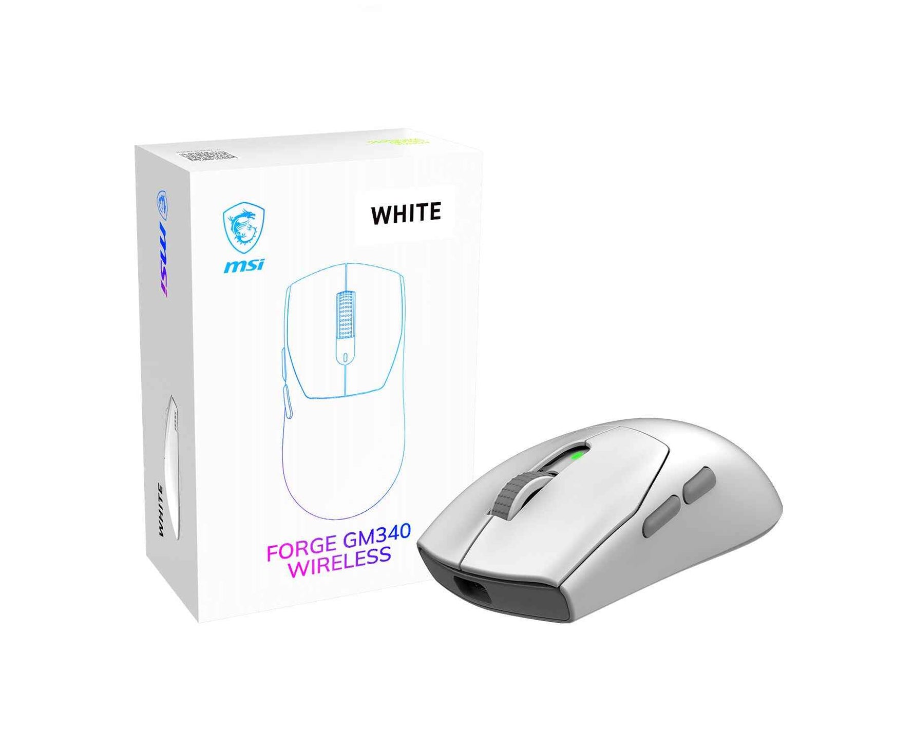 MSI Forge Gm340 Wireless White muis Gamen Ambidextrous RF-draadloos + Bluetooth Optisch 12000 DPI