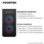 HP OMEN 35L GT16-0260nd Intel Core Ultra 7 265K 32 GB DDR5-SDRAM 2 TB SSD NVIDIA GeForce RTX 5080 Windows 11 Home Tower PC AI PC Zwart