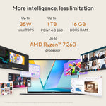 ASUS Vivobook S16 M3607HA-SH5NDW AMD Ryzen™ 7 260 Laptop 40,6 cm (16") WUXGA 16 GB DDR5-SDRAM 512 GB SSD Wi-Fi 6 (802.11ax) Windows 11 Home Zilver QWERTY Nederlands