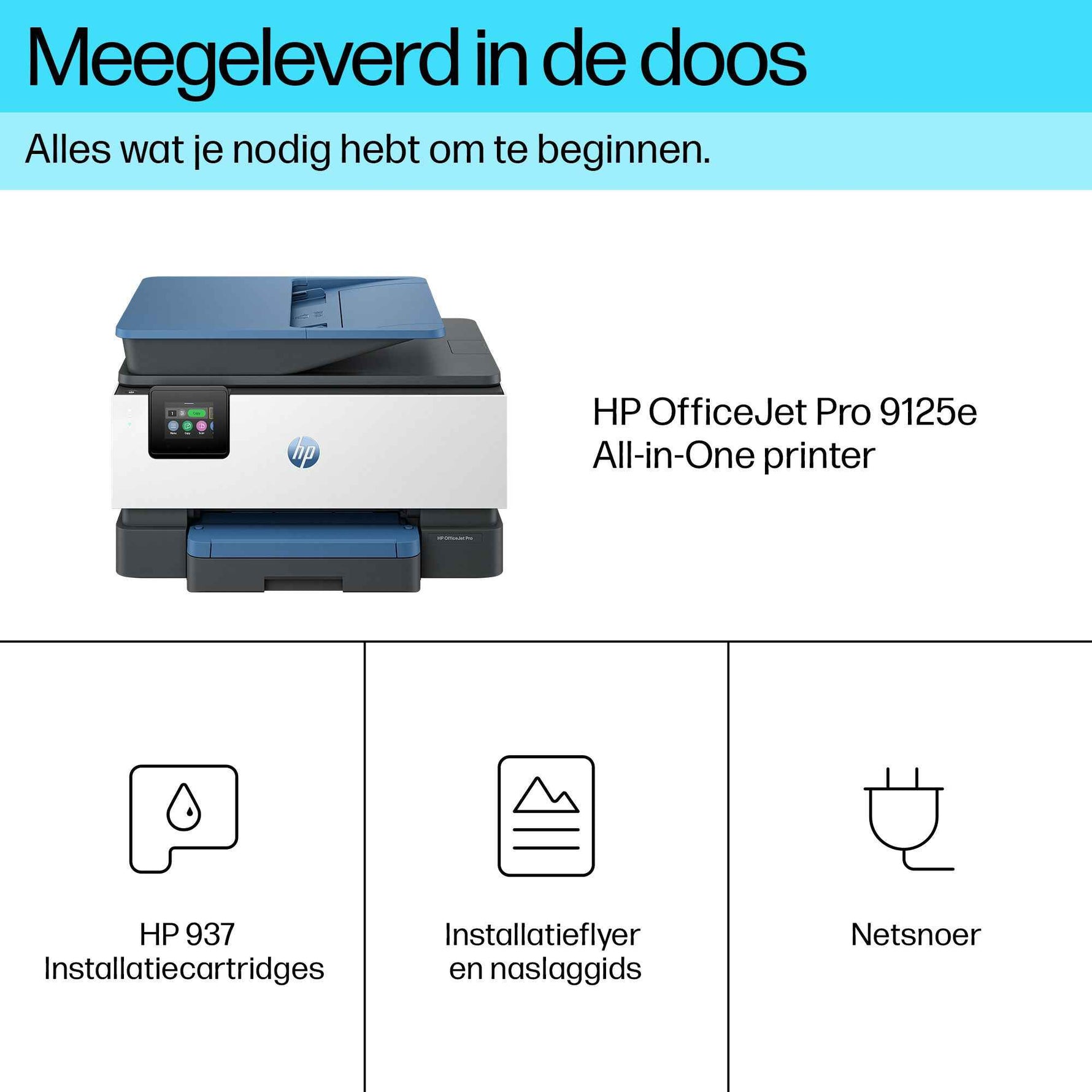HP OfficeJet Pro 9125e Draadloos All-in-One Kleur Printer, Instant Ink; Dubbelzijdig printen