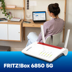 Box AVM 6850 5G v2 International draadloze router Gigabit Ethernet Dual-band (2.4 GHz / 5 GHz) Wit, Rood