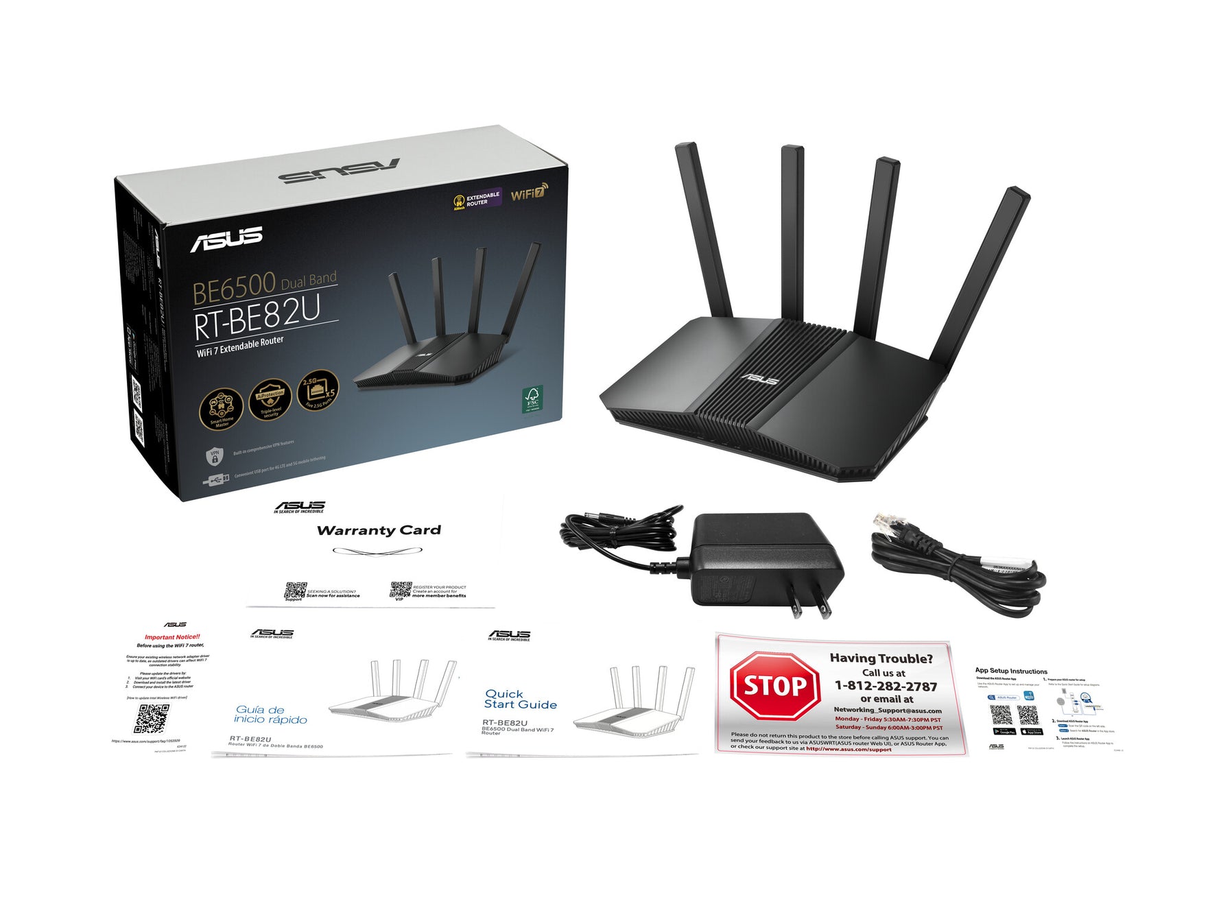 ASUS RT-BE82U BE6500 draadloze router 2.5 Gigabit Ethernet Dual-band (2.4 GHz / 5 GHz) Zwart